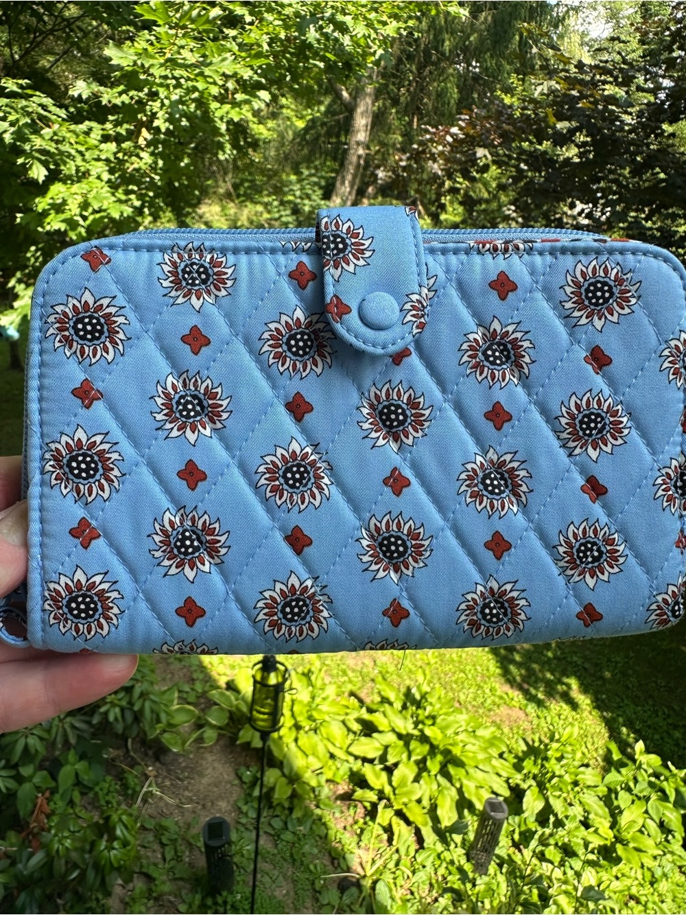 Vera Bradley Light Blue “Marrakesh Geos” Quilted Large Tab Wallet